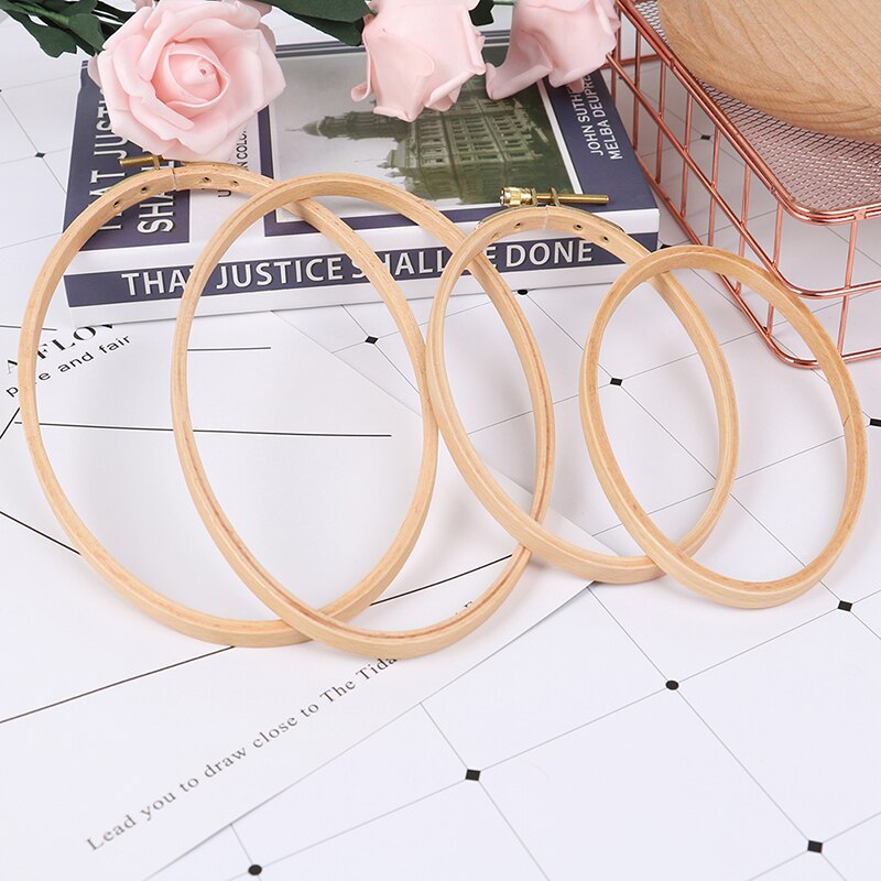 16/21CM Wooden Bamboo Embroidery Frame Oval Embroidery Hoop Ring Cross Stitch Machine DIY Household Sewing Tool