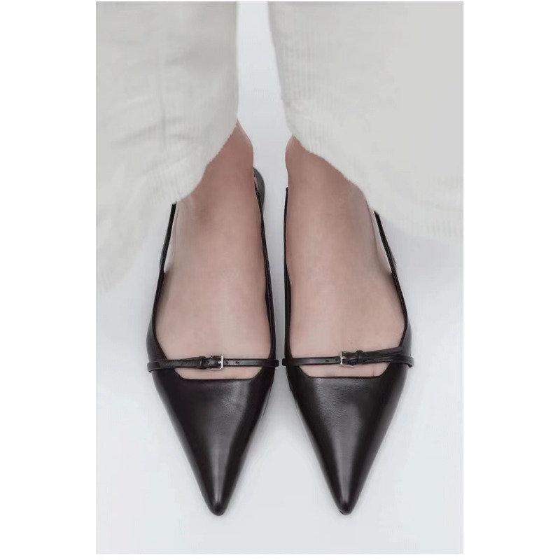 2024 Bling Vrouwen Sandaal Mode Puntschoen Ondiepe Slip Op Dames Elegante Slingback Schoenen Med Hak Platte Schoenen