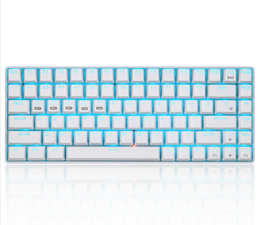 84 nøgler gaming mekanisk tastatur swap trådløst bluetooth rgb baggrundsbelyst tastatur til pc/mac trådløst mekanisk tastatur: Isblåt lys