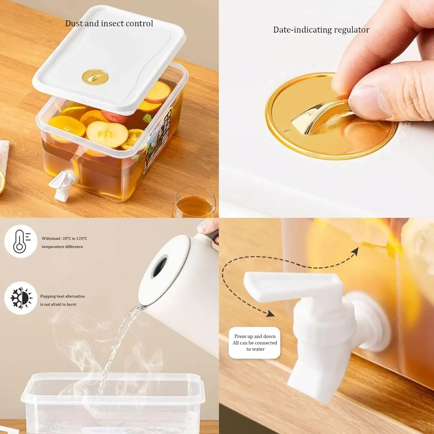 Dzbanek na wodę 5L/3,5L z kranikiem Dzbanek Lodówka Wiadro na zimną wodę Dozownik Letni pojemnik na sok owocowy Pojemnik na napoje Lodówka Garnki