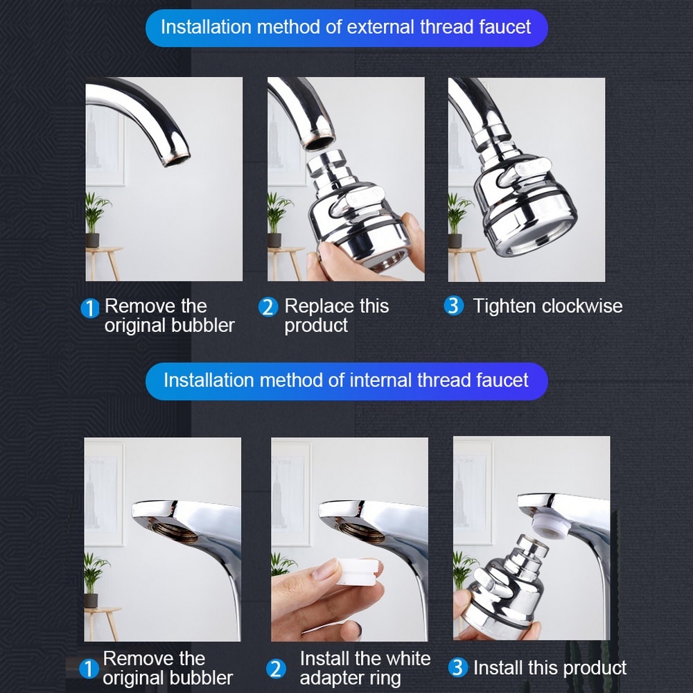 Three-speed Adjustment of Pressurized Water-saving Rotary Nozzle, Universal Bubbler, Faucet Shower, Splash-proof Nozzle