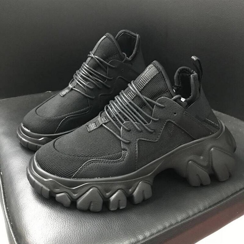 Plattform vår dam sneakers kvinnor skor kvinnliga svarta sneakers med hög sula skor kvinnor hög topp chunky sneakers: 2 / 5