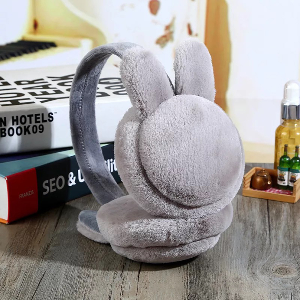 Protège-oreilles de lapin pliants pour enfants, élégants et créatifs, chauds, à la , pour fille et enfant: Grey