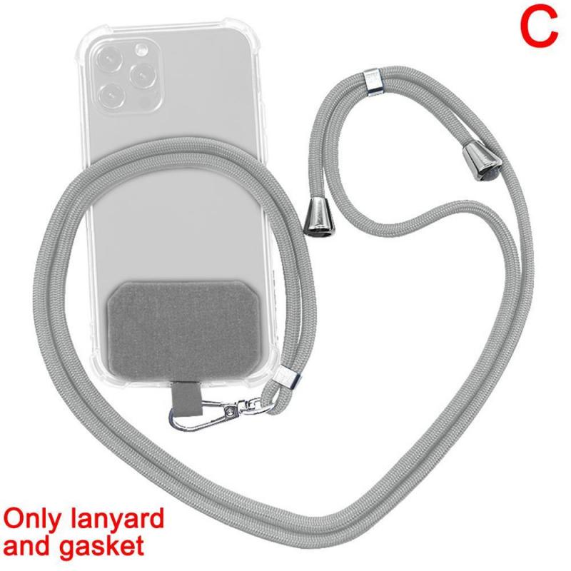 Universal Phone Lanyard Adjustable Mobile Phone Strap Patch Security Tether Phone Lanyard Anti-lost Anti-fall Neck Strap Lanyard: gray