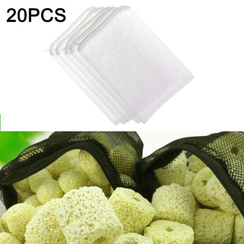 20 Stck Nylon Aquarium Filter Medien Taschen Gittergewebe Netz Tasche mit Reißverschluss für Keramik Ringe Aktivieren Kohlenstoff Bio Bälle Fisch Panzer Zubehör