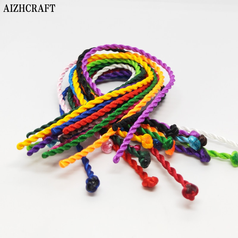 Aizhcraft 17 eri väriä yhdessä rakkaus onnen viehätys tiibetiläiset rannekorut ja nilkkakorut naisille miehille käsintehty yksinkertainen 2- lanka köysi