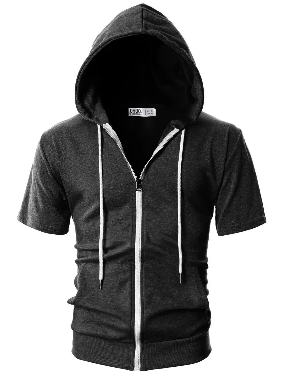 Herr casual tröjor kortärmade hoodies jacka enfärgad smal dragkedja herr sporttoppar bekväma friluftskläder för män