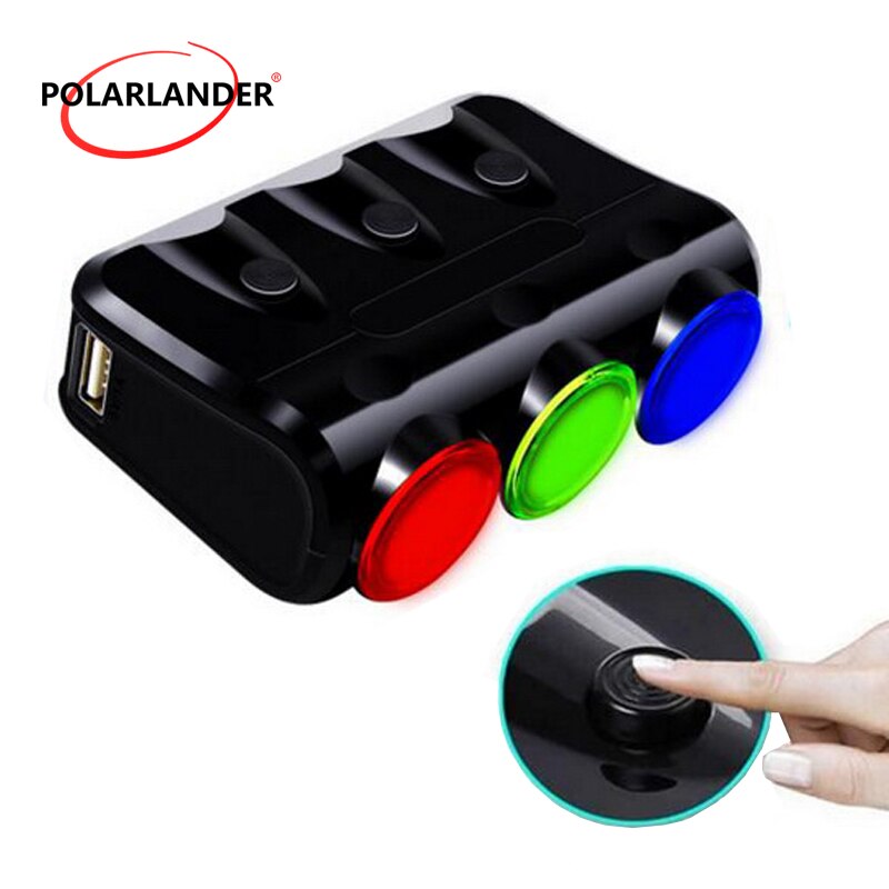 Voor android sigarettenaansteker 12-24v 3- aansluiting telefoonlader voor iphone splitter digitale lcd-scherm stroomadapter