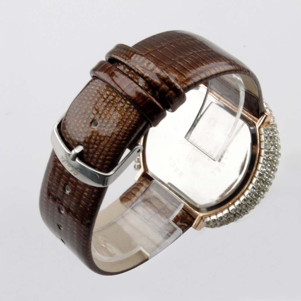 Luksus simuleret krystal læderbånd damer kvinders top smykker armbåndsure til kvinder timer  wh116