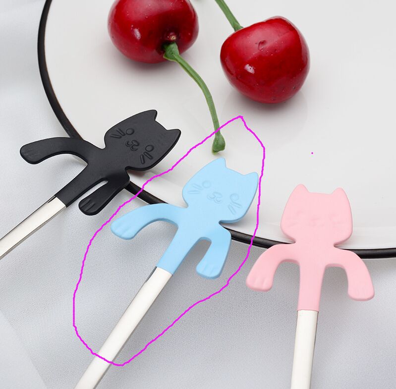Cute Pet Dog Puppy 304 Stainless Steel Coffee Stirring Spoon Ice Spoon Teaspoon Tea Spoon Dessert Scoop Long Handle Tableware: one blue 11.5cm