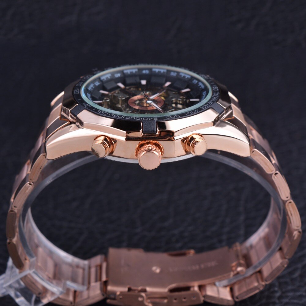 Forsining Rose Gouden Transparante Case Mannen Horloge Topmerk Luxe Mechanische Automatische Skelet Horloge Klok Mannen