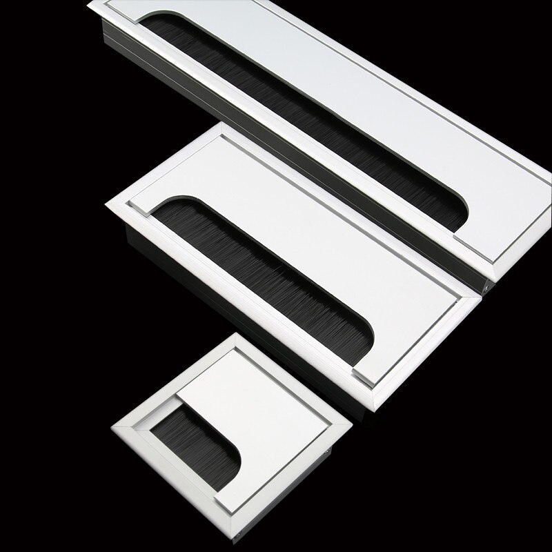 Aluminum Alloy Rectangular Desk Cable Grommets Wire Hole Cover Cable Outlet Port Surface Table Cable Hole Furniture Hardware