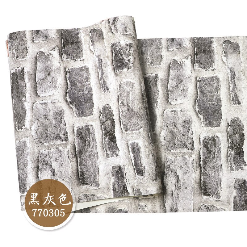 Nordic 3d three-dimensional brick brick wallpaper retro living room background wall antique brick wallpaper: Plum