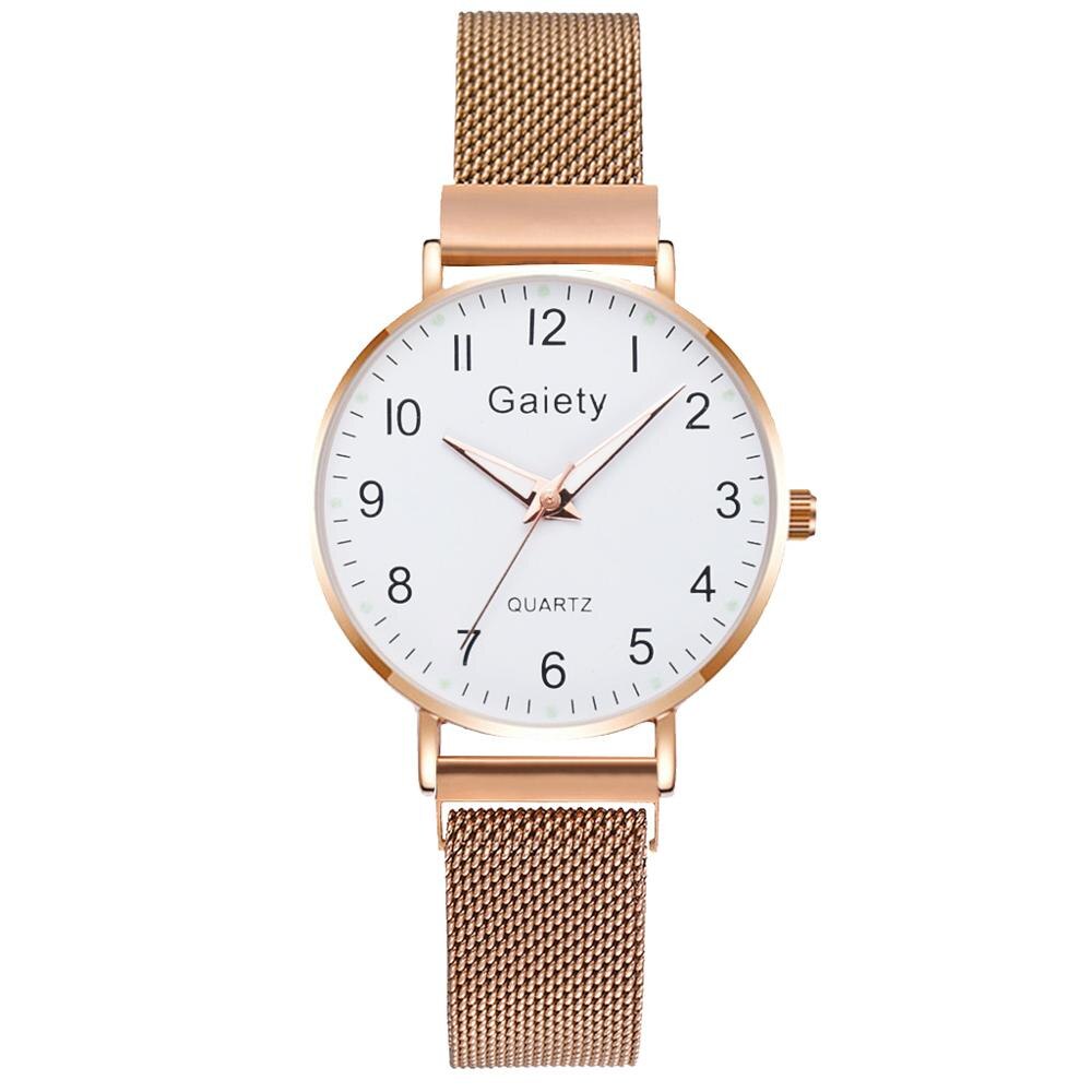 Dameure simple vintage lille urskive ur sød magnet mesh rem sport rose guld armbåndsur reloj mujer: Rose