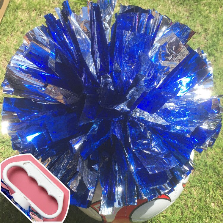 24Cm Cheerleader Pom Poms Sparkly Twee-Vinger Cheerleader Bloem Bal Kinderen Cheer Hand Bloem Cheer Props Sport Bloem bal: silver-blue