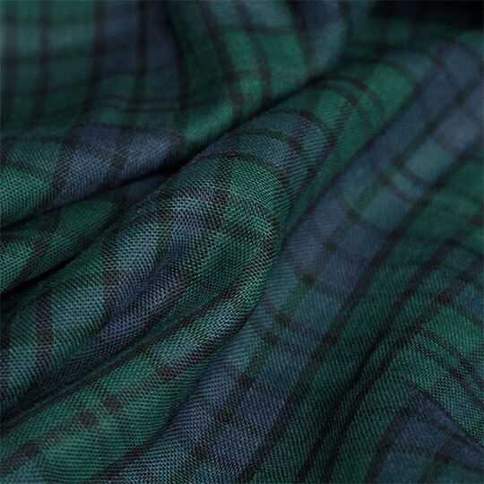 Pearlsilk bleu vert Plaid imprimé Double pont coton lin Voile matériaux robe d'été bricolage vêtements tissus: Default Title