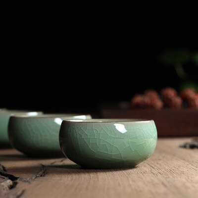 5 colors Geyao china Porcelain coffee cup Ge Kiln Chinese Longquan Celadon Gaiwan Bowl Celadon Crackle Teacup cups 45ml tea set: D