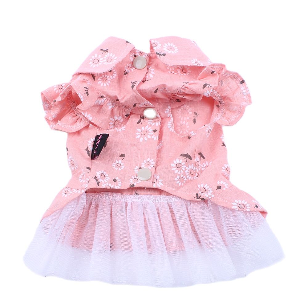 Vestido floral de renda para cachorro e gato, camisa para animal de estimação, filhote de cachorro, saia macia, primavera/verão, roupas, 4 tamanhos