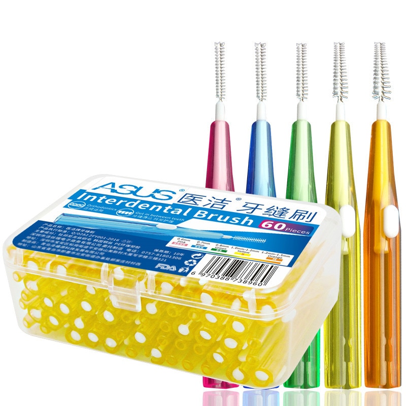 60 stk/pakke push-pull interdental børste tyggegummi interdental tandbørste ortodontisk stålbørste tandbørste mundpleje tandstikker