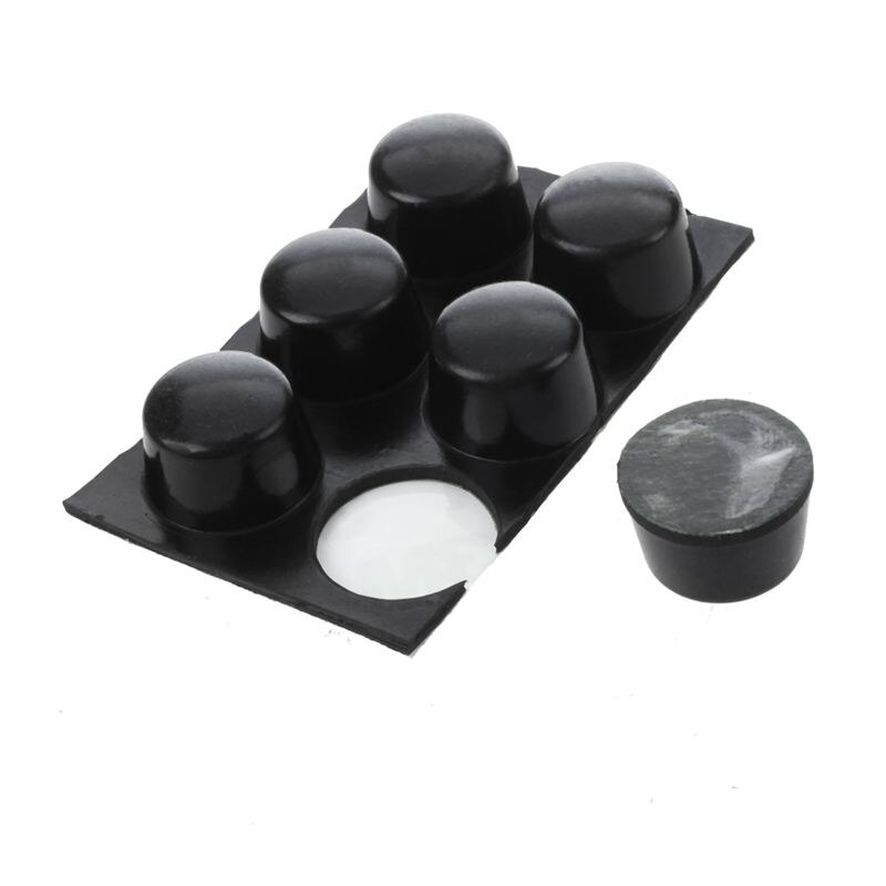 Meubelcilinder 18 mm x 12mm zelfklevende rubberen voetjes zwart 6 in 1
