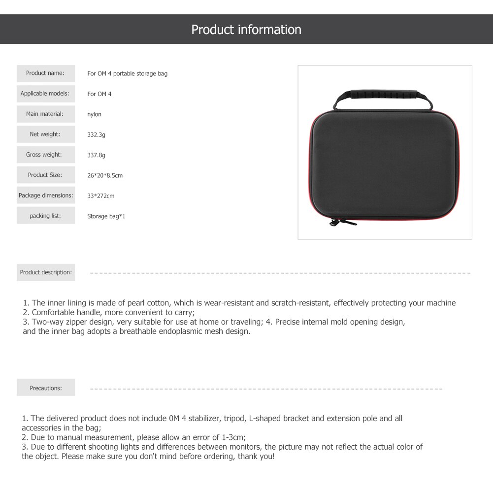 Stabilisateur de cardan boîte de transport sac à main de protection voyage Portable étui de protection de transport pour DJI OM 4 pochette de rangement