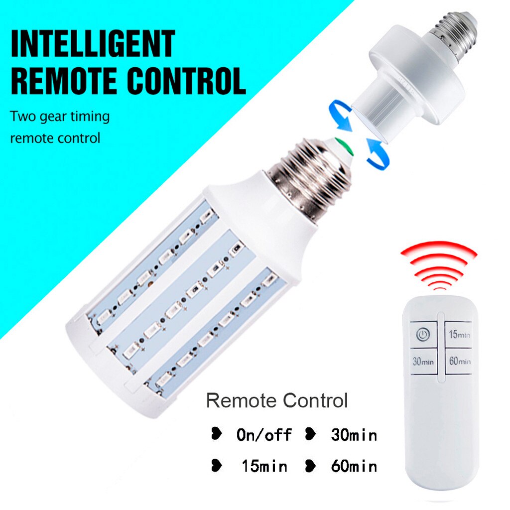 Led Uvc Lamp Uv Kiemdodende Lamp Sterilisator E27 Maïs Licht Desinfectie Light Schone Lucht Verwijder Afstandsbediening 423 #2