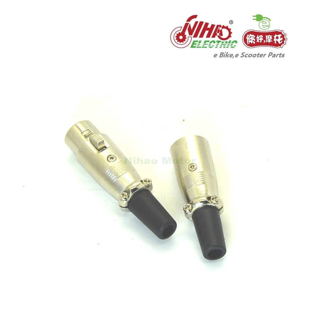 Conector XLR hembra para bicicleta eléctrica, 52 E-BIKE, 3 pines/polos, piezas de Motor NIHAO ZTECH