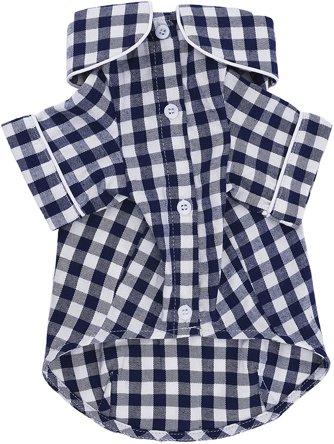 LVTUBANLV Knuffelen Dog Shirt Cotton Plaid Pajamas Puppy Clothes for Small Dogs Cats Stylish Pet Pjs Sleepwear Soft Breathable: navy blue / S