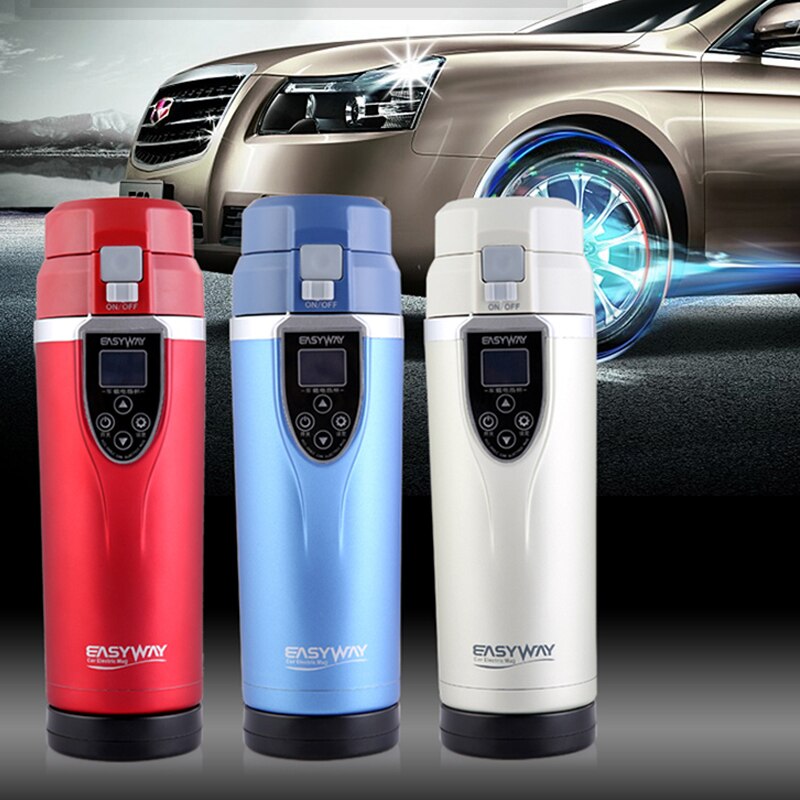 EASYWAY 12 V 24 V coche calentador taza mejor 350 mL ABS Acero inoxidable coche calefacción eléctrica taza de agua café té