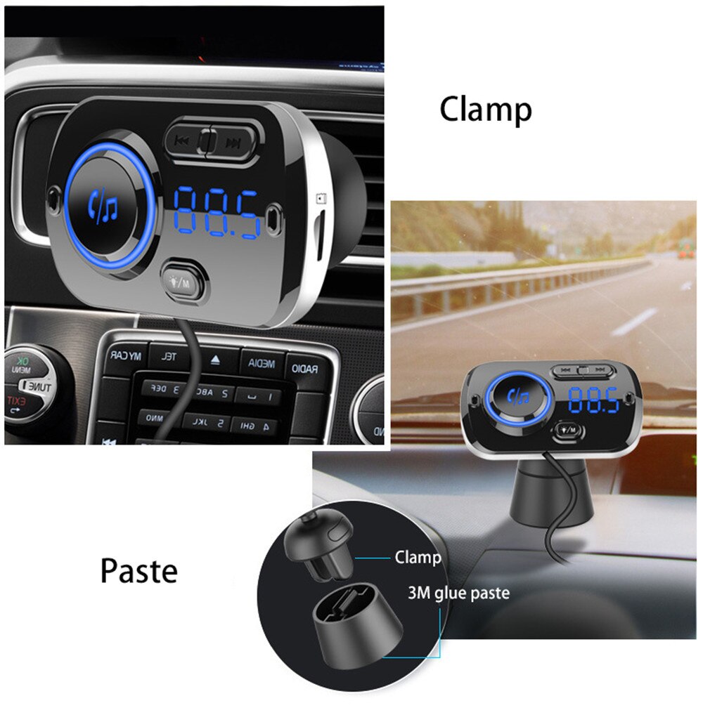 Usb Snel Opladen 3.0 Autolader Bluetooth Fm-zender MP3 Speler Draadloze Fm Radio Adapter Ondersteuning 2 Mobiele Telefoon Verbinding
