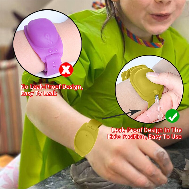 1Set Reusable Wristbands Hand Sanitizer Dispensing Portable Bracelet Liquid Wristband Hand Dispenser Wrist Support with A Bottle