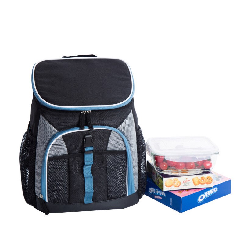 Zwarte oxford grote koeltas thermo lunch picknick box geïsoleerde cool rugzak ijslaag auto verse carrier thermische schoudertassen