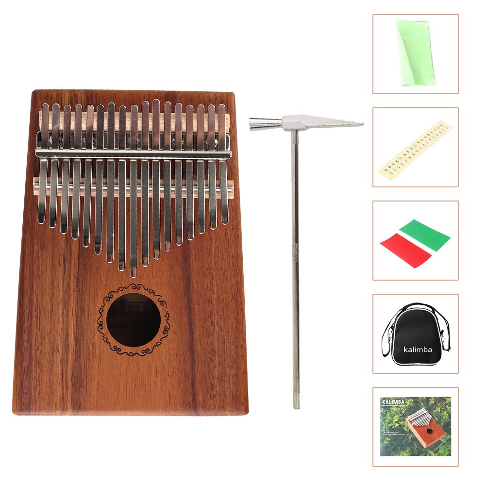 Kalimba Instrument de musique en bois, 17 touches, Piano à pouce en bois d'acacia avec marteau de réglage