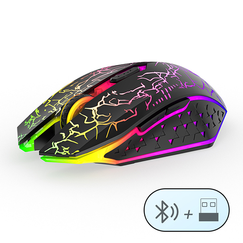 Souris de jeu sans fil Rechargeable 2.4GHz USB souris Bluetooth souris ergonomique silencieuse e-sports rétro-éclairage souris PC pour ordinateur: DARKNESS