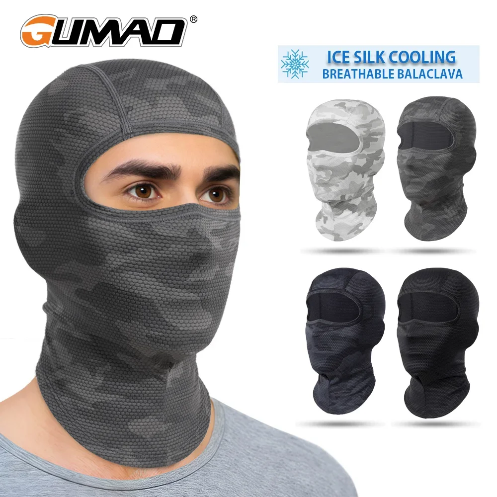 Ciclismo rosto cheio balaclava máscara facial de resfriamento respirável gelo seda wicking absorvente chapelaria para capacete da bicicleta equitação engrenagem