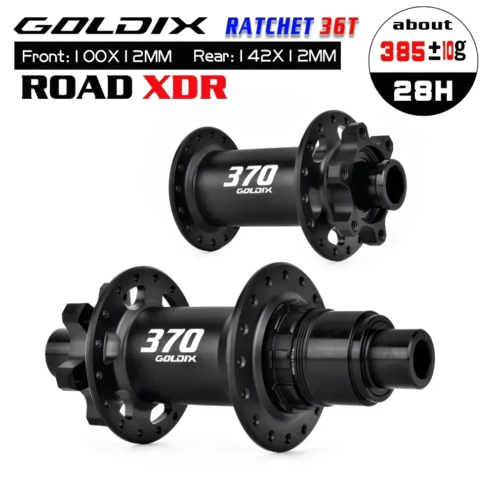GOLDIX GDR370 ROAD Bicycle Hub 6-bolt Disc Brake Sealed Bearing J-Bend 28/32 Holes Ratchet 36T Hub for Shimano HG 11S SRAM XDR
