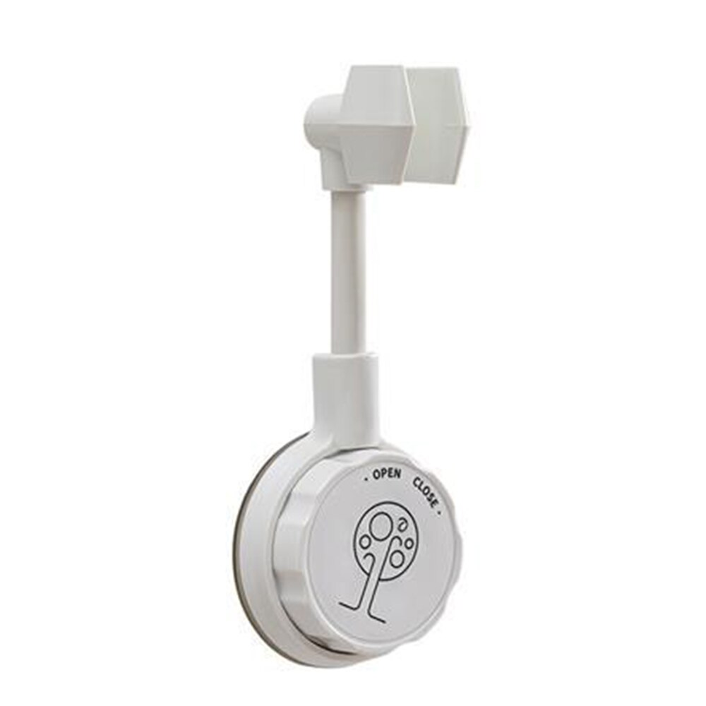 Universal Adjustable Shower Fixed Base Shower Bracket Black Technology Wall Suction ABS Shower Bracket Bathroom Accessories: White