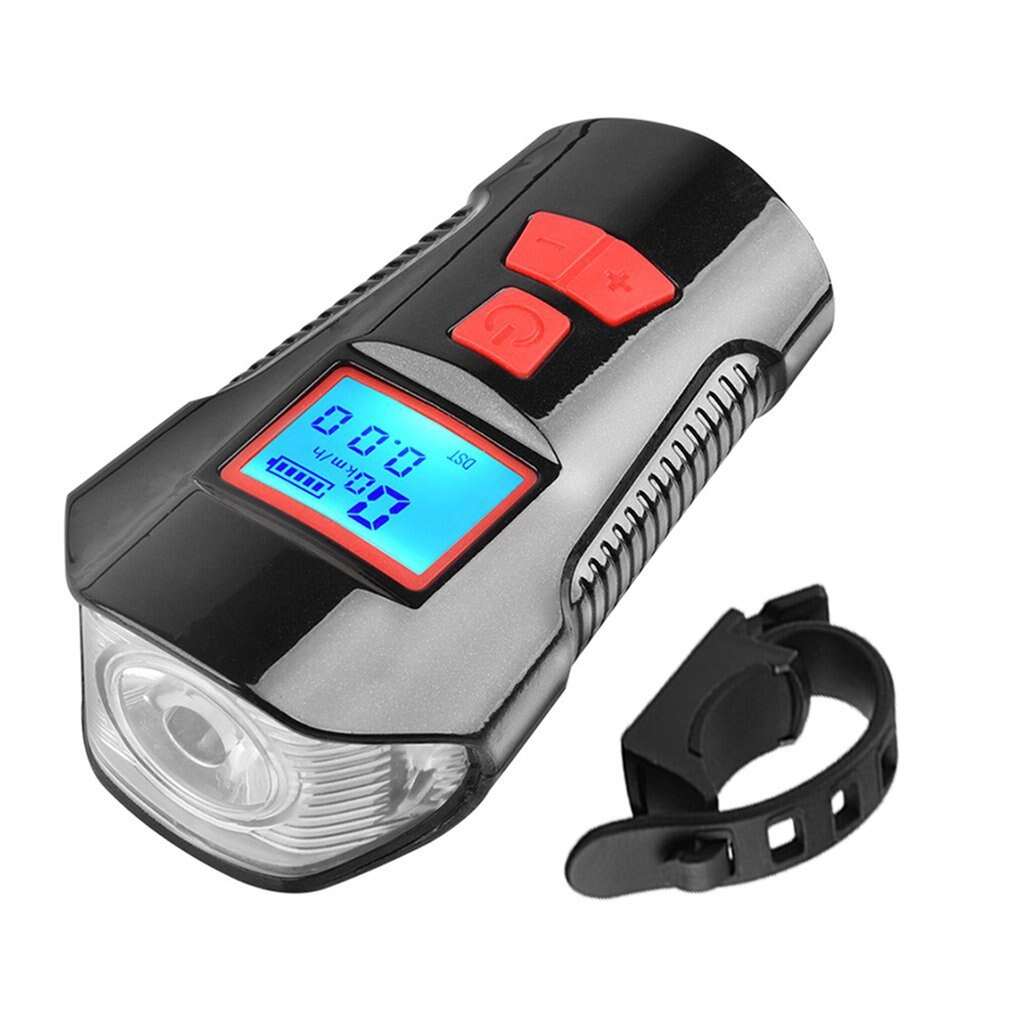 Heldere Led Fietsverlichting Rear En Front Light Kit Usb Oplaadbare Bike Kilometerstand Batterij Display Met Achtergrondverlichting Met Bike Bell: red