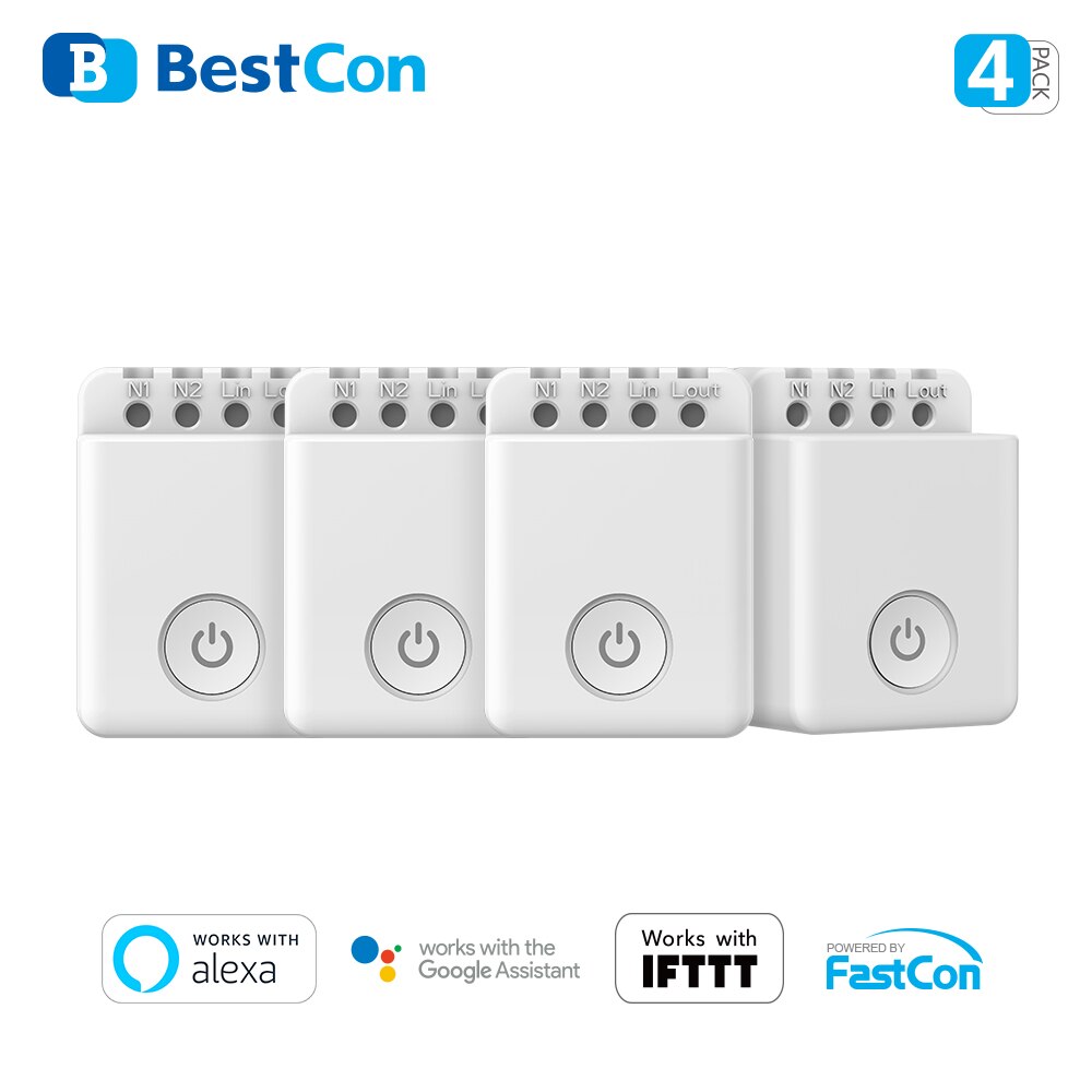 BroadLink BestCon MCB1 Smart Wi-Fi Light Switch Wireless Control Box works with Siri and Alexa: 4 PCS