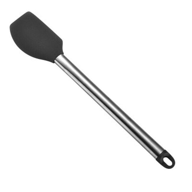 Stainless Steel+Silicone Cooking Utensil Kitchen Tools Turner Soup Spoon Strainer Pasta Server Egg Beater Spatula Food Tongs Red: Scraper Black