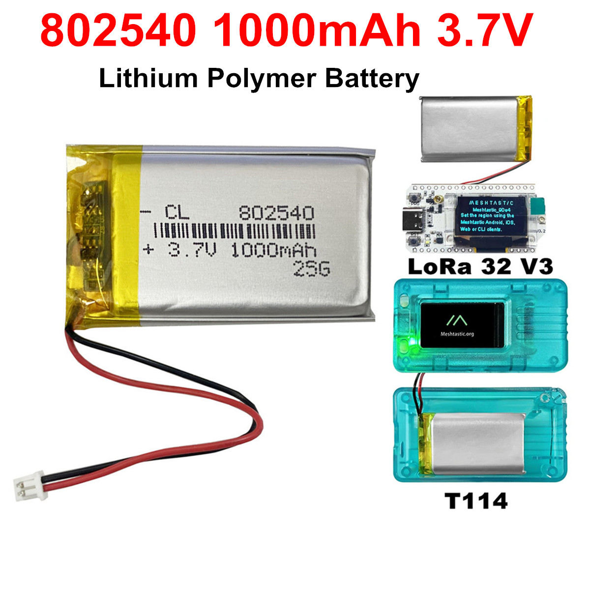 1-4 stück 3.7v lipo-akkus  pl802540 1000 mah, Lithium-Polymer-akkus) für heltec  t114 v2 lora 32 v3 entwicklungsboard lora-knoten