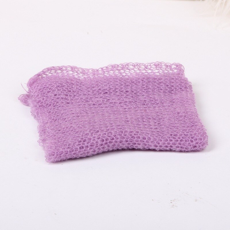 40*60 CENTÍMETROS Fotografia Bebê Props Mohair Wraps Cobertor Estiramento Knit Envoltório Foto Recém-nascidos Wraps Acessórios Artesanais de Pano: Lavanda