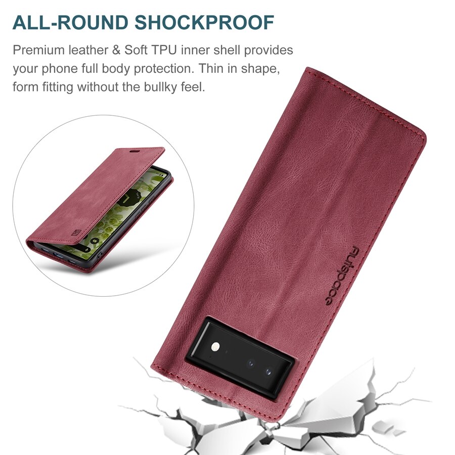 Wallet Magnetic Flip Leather Case For Google Pixel 6 Google Pixel 6 Pro Anti-theft Brush Google Pixel 6 Pro Anti Phone Case