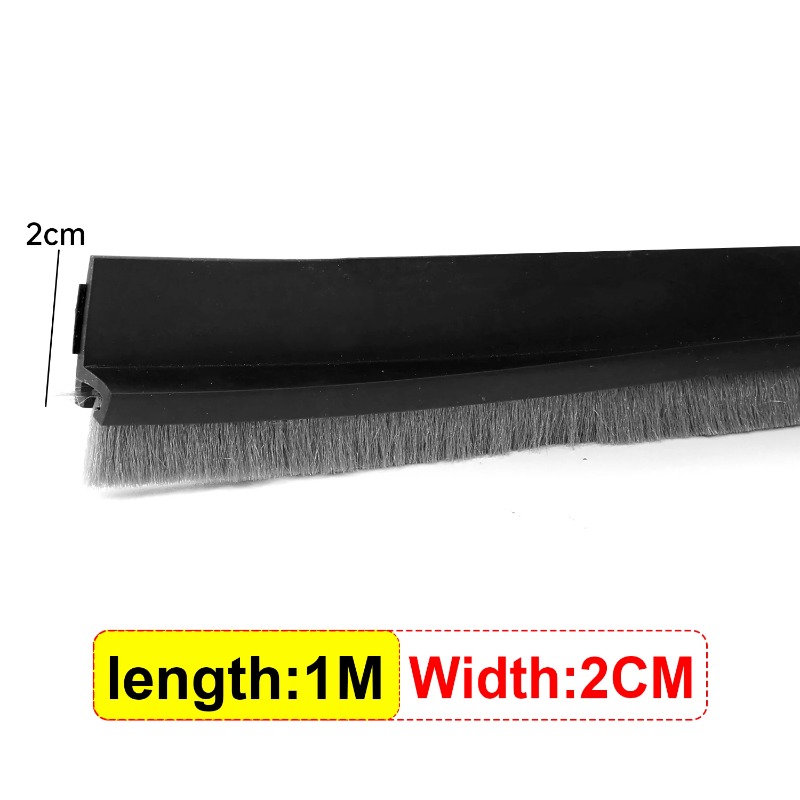 Dørbundbørste selvklæbende tætningsliste vindtæt børsteliste støvforebyggende gummiblokker insektsikker lydisoleret dørtape: Khaki / 5m