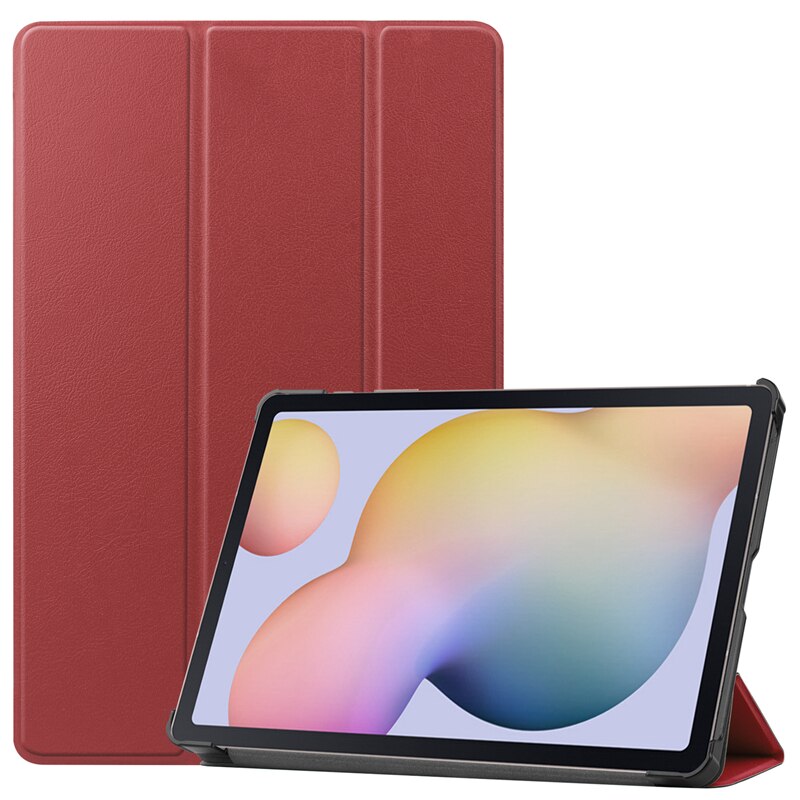 Magnetyczny Smaer PU skórzany pokrowiec do Samsung Galaxy Tab A7 SM-T500 SM-T505 SM-T507 10.5 "Tablet Funda Cover: T500-WineRed
