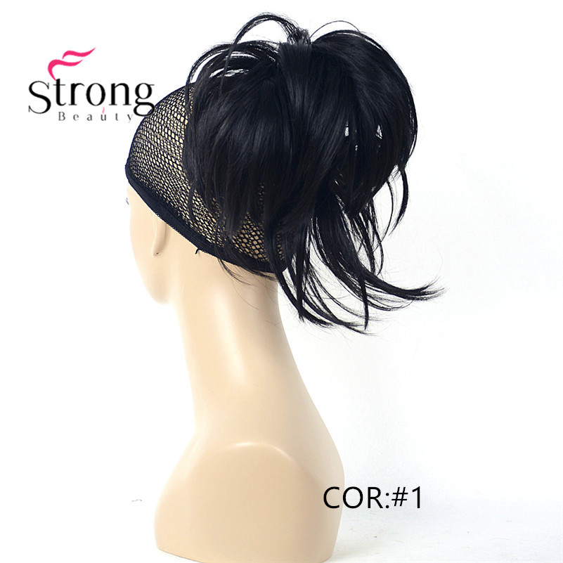 12 Inch Adjustable Messy Style Ponytail Hair Extension Synthetic Hair-Piece with Jaw Claw COLOUR CHOICES: 1 Dark Black