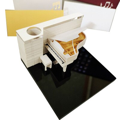 DIY Scrapbooking Omoshiroi Block Violin Valentine&#39;s Day Rose Sticky Notes Birthday Rose Notes 3D Block Note: white piano
