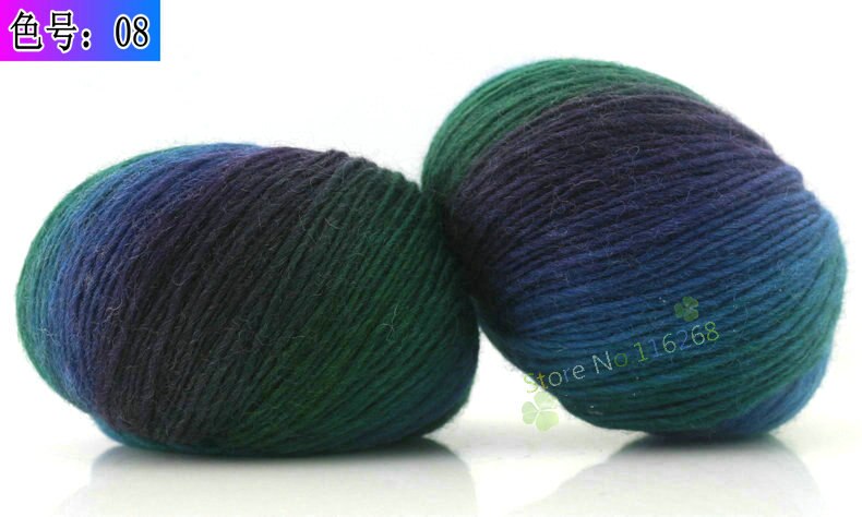 6 Stuks * 50G 100% Australische Wol Regenboog Garen Voor Breien Hand Geweven Lijn Knit Hand Gehaakte breien Regenboog T50: 08