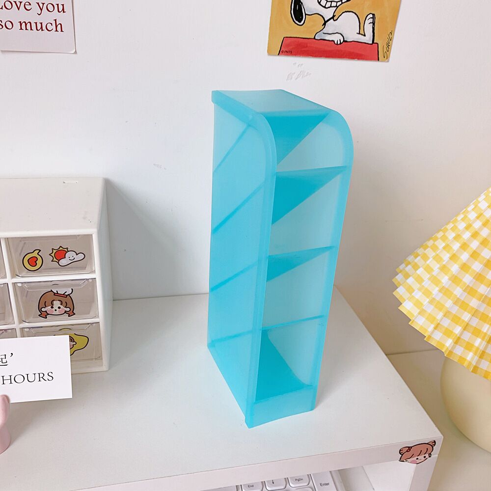 Minkys Kawaii Bitterkoekje Kleur 4 Gird Desktop Organizer Penhouder Bureau Makeups Potlood Opbergdoos School Kantoorbenodigdheden: blue