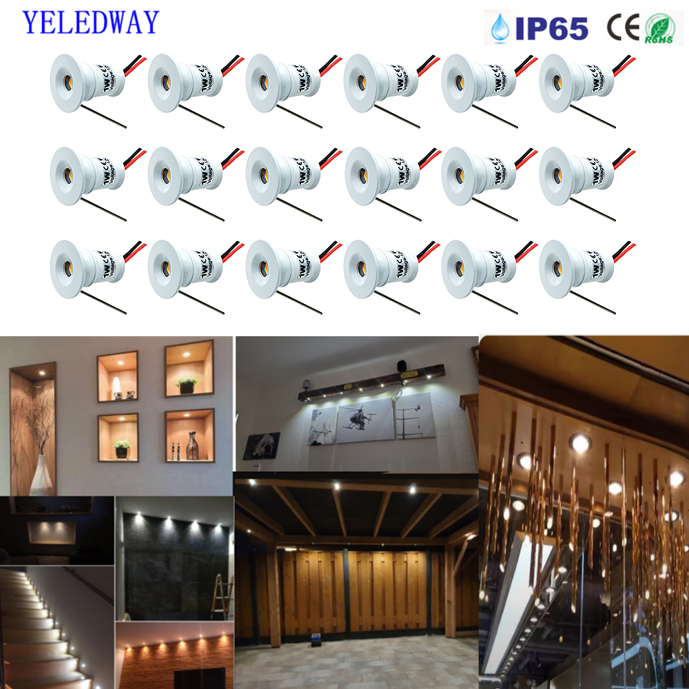 1w 12v Mini LED Nieder hell dimmbarer Scheinwerfer ip65 Treppen schrank Lichter schwarz weiß silber Innen scheinwerfer Decke Nieder hell